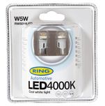 W5W (501) 12V RING LED4000K Side & Interior Bulbs RW5014LED